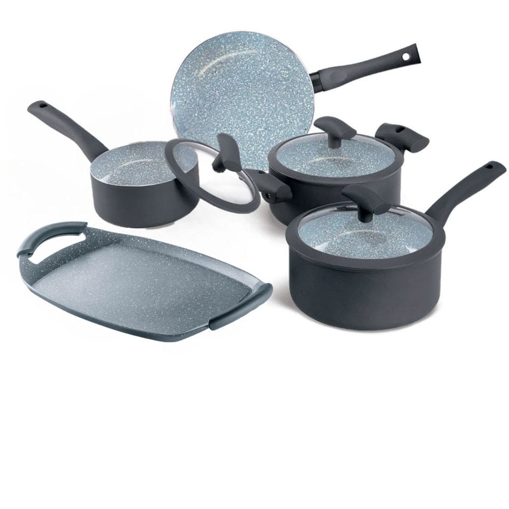 Jogo de Panelas Hercules Revestimento Ceramico Indução 5 Peças Antiaderente Cinza