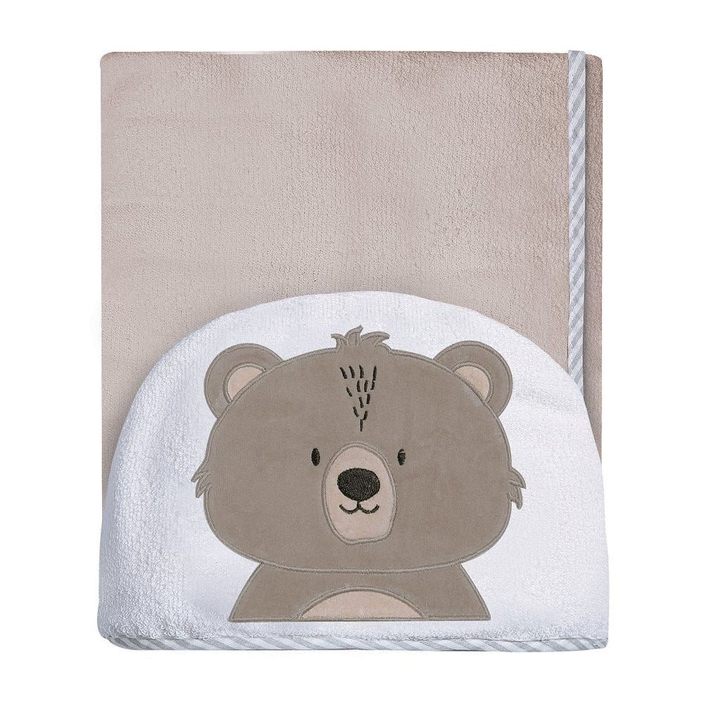 Toalha De Banho Felpuda Forrada com Capuz Bordada 90x70Cm Urso Ted - Papi