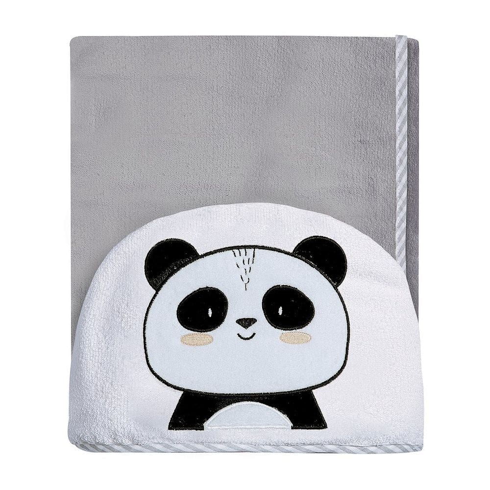Toalha De Banho Felpuda Forrada Com Capuz Bordada 90x70Cm Panda Ben - Papi