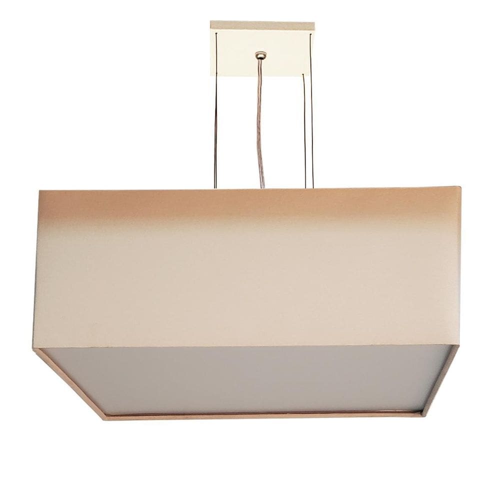 Lustre Pendente Quadrado Cúpula Em Tecido Cáqui 50X50X15