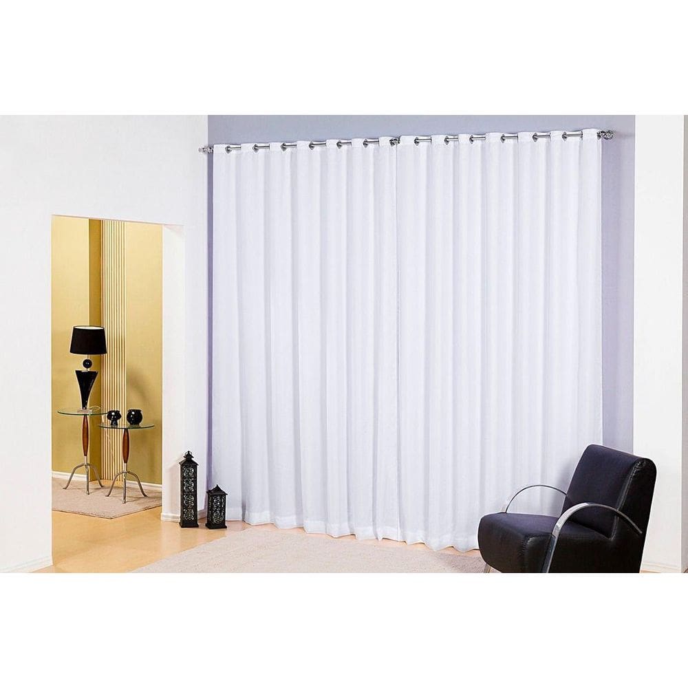 Cortina De Varão Voil Branco 2,80X2,30 Forro Microfibra