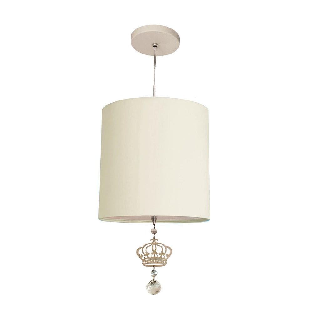 Lustre Coroa Com Cristal Quarto Menina 25X25 Branco