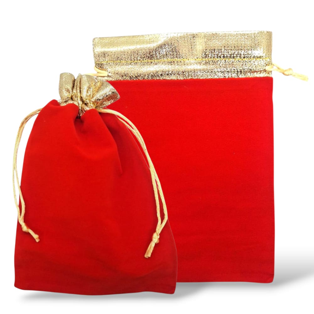 Saquinho de Veludo Vermelho Vintage com Cordão Dourado