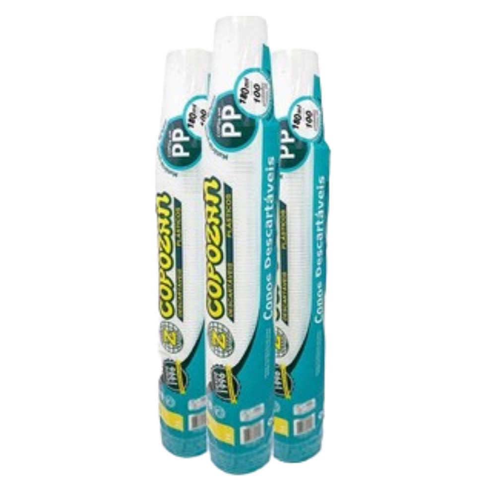 Tira de Copo Descartável com 100 unidades Branco 180 ml Copozan