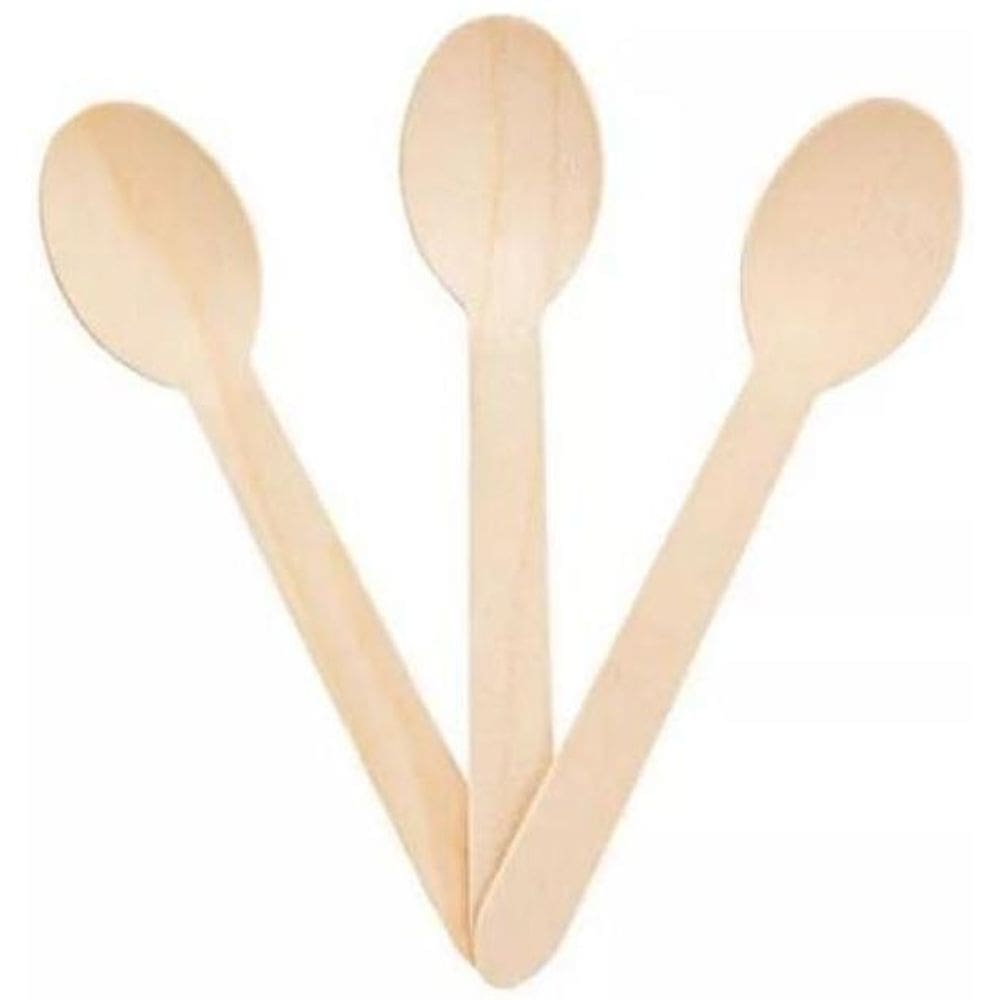 50 Peças Colher De Madeira Descartável Para Eventos Festas