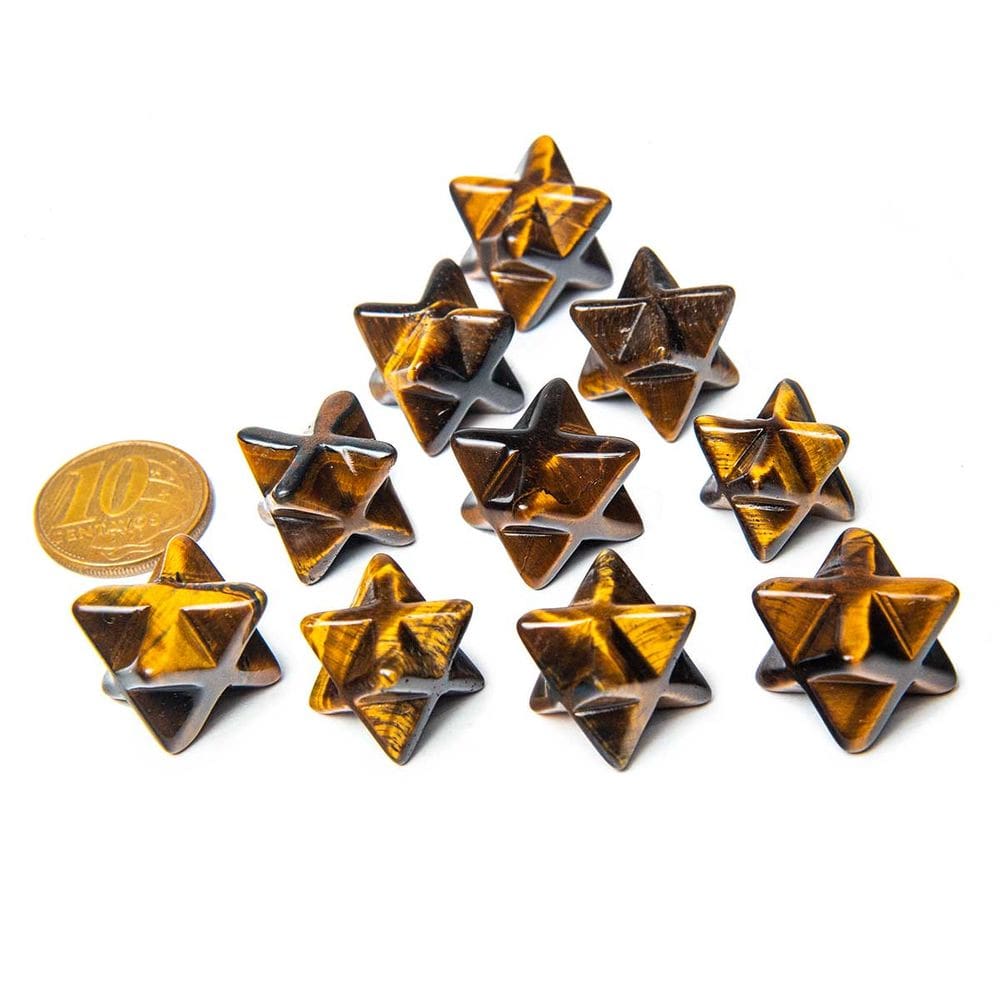 10 Merkabah Olho de Tigre Pedra Lapidada Natural Sem furo