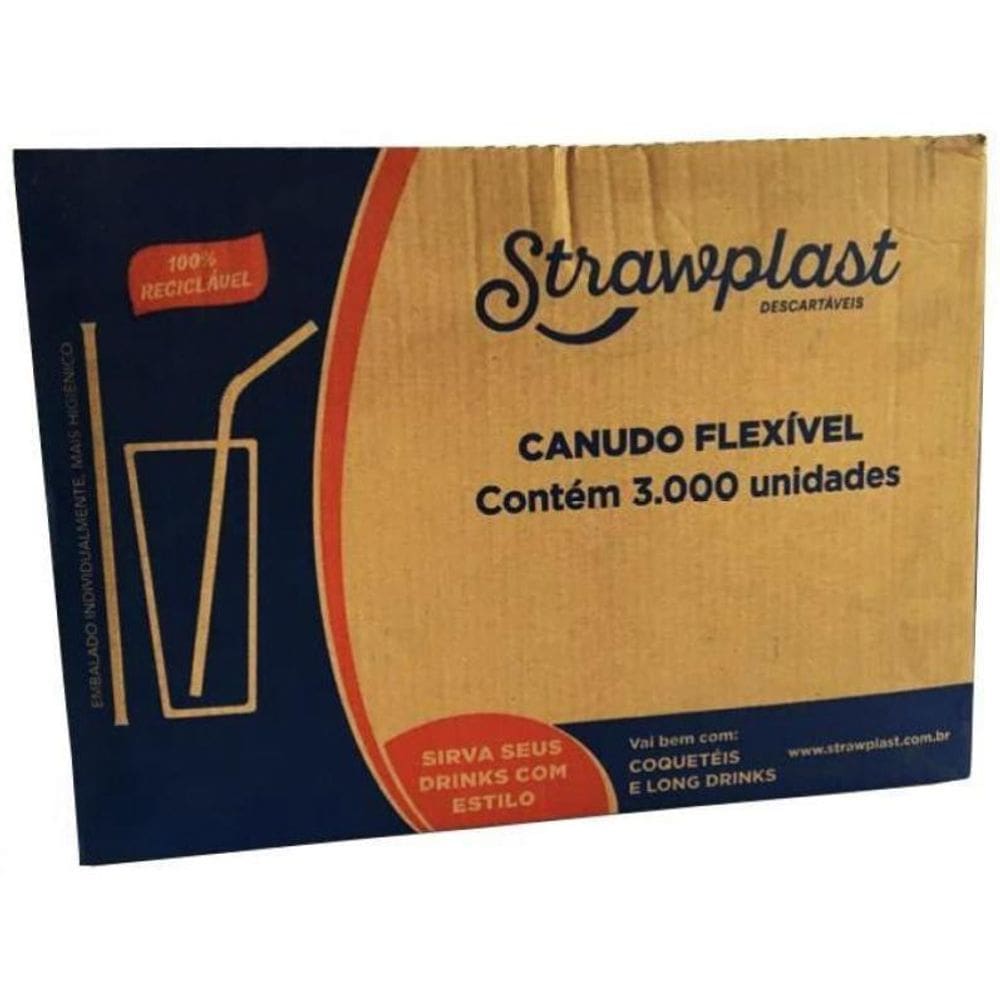 Canudo Plástico Flexível Dobrável C/3000