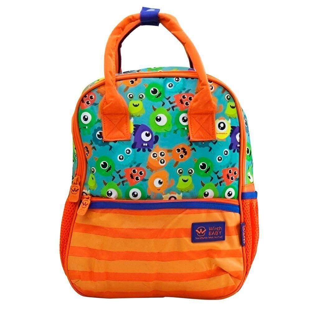 Mochila De Costas Bolsa Baby Masculina Monstrinhos Laranja