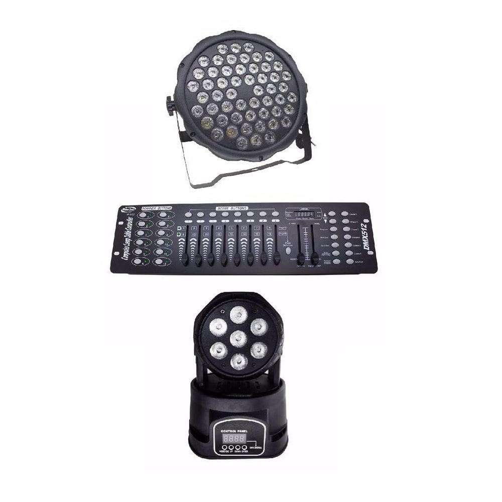 Kit 1Par Led Slim 54X3W Rgbwa  1Mini Wash 7X12W Full Dmx 512