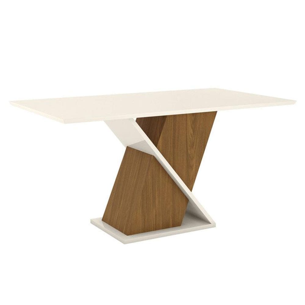 Mesa de Jantar Solus 160 cm Canto Reto sem Vidro Nature Off White - Henn