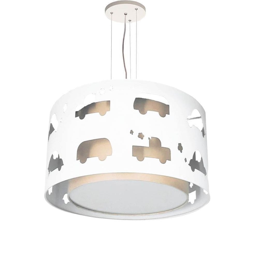 Lustre Infantil Pendente Carrinhos Crú 30X16
