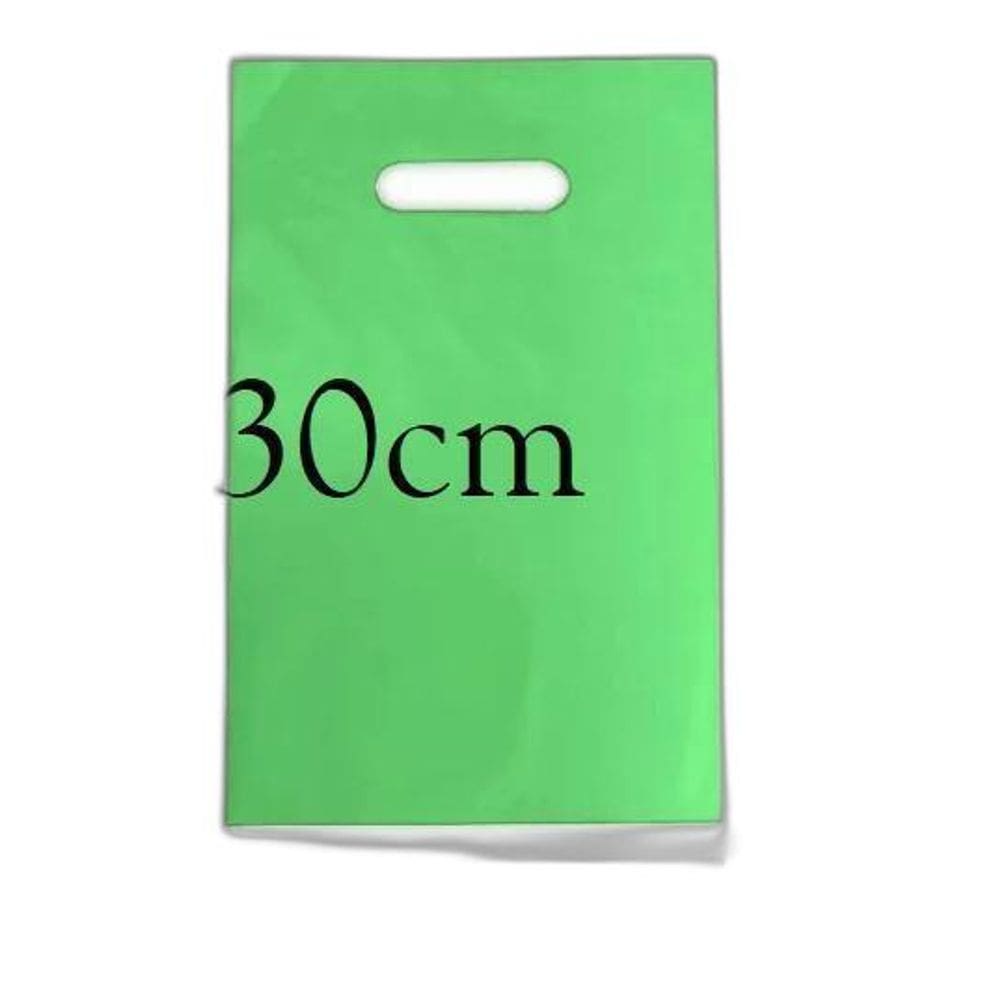 Sacola Plástica 20X30 Verde -Alça Boca De Palhaço- Kit 20Un