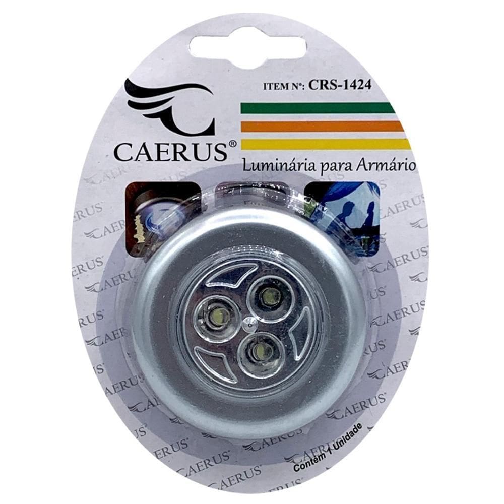 Luminaria Toque Redonda Autoadesiva Com 3 Leds A Pilha 6,6Cm