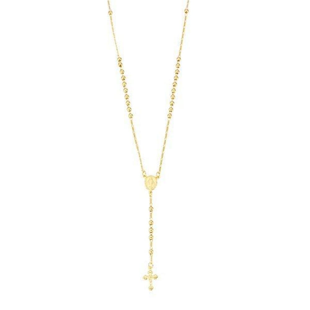 Colar Masculino Terço Rosário Para Homens Banhado A Ouro 18K