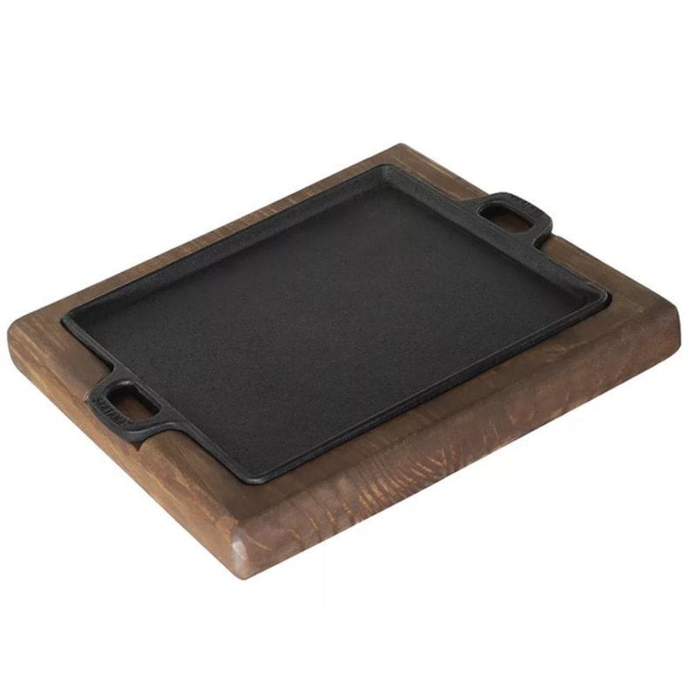 Conjunto Chapa De Ferro 24X24Cm Com Sup. De Madeira 6947