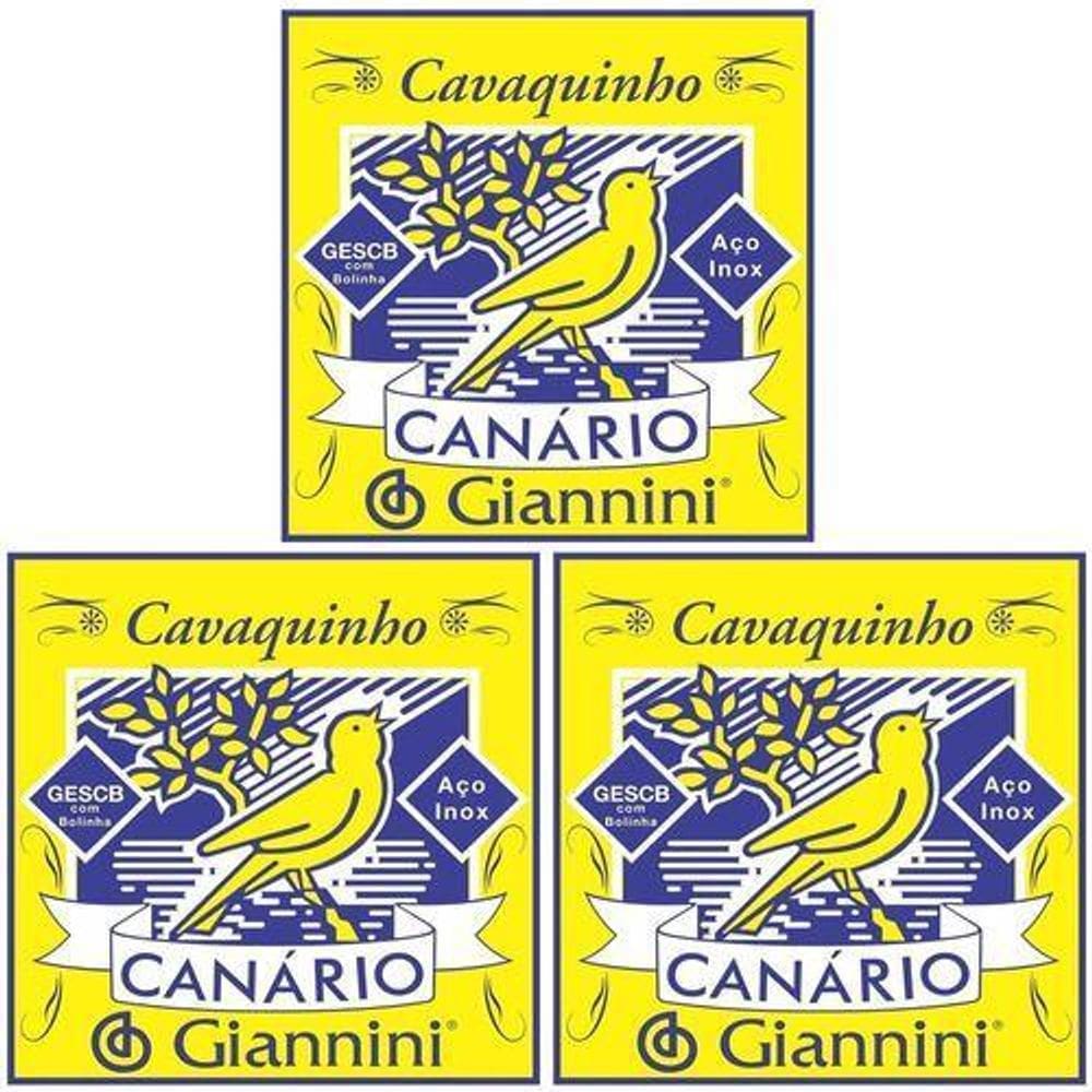 Kit 3 Encordoamento Para Cavaquinho Giannini Canário Aço