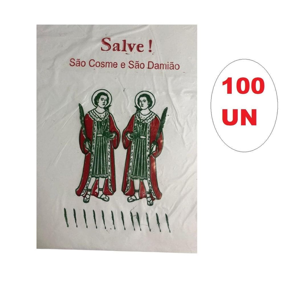 Kit 100 Saquinhos De Plástico Festa Cosme E Damião