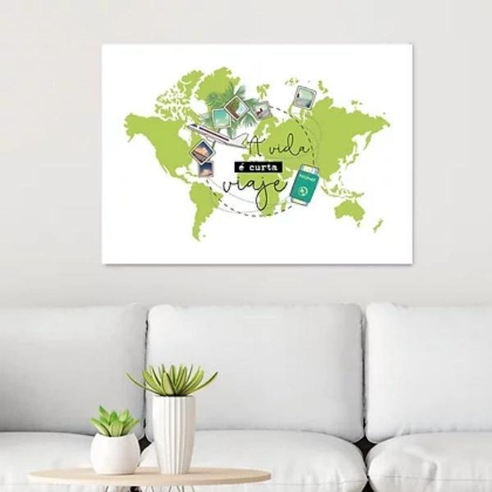 Quadro Viaje A Vida É Curta 24X18Cm - Com Vidro