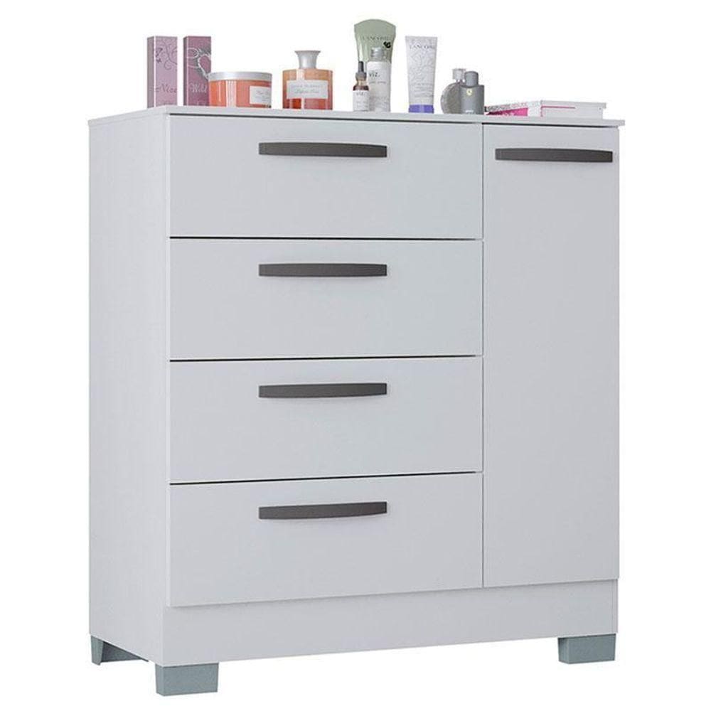 Cômoda 868 4 Gavetas E 1 Porta cor utilizada Branco Brilho - Poquema