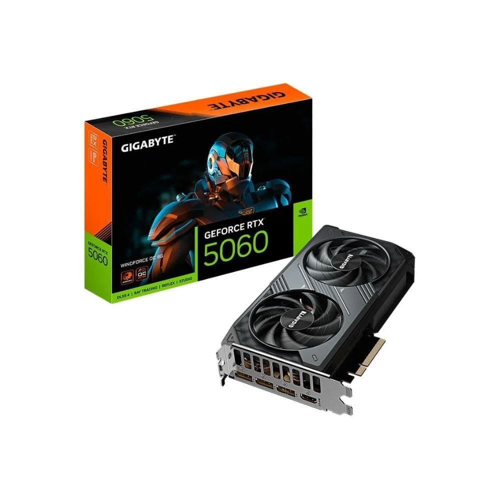 Placa de Video Gigabyte RTX 5060 WINDFORCE OC 8G NVIDIA GeForce, 8GB GDDR7, 128bits, DLSS, Ray Traci