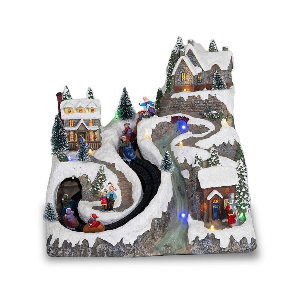 Cenário Natalino Resina Vila Natalina Com Alpes 28X23X28Cm