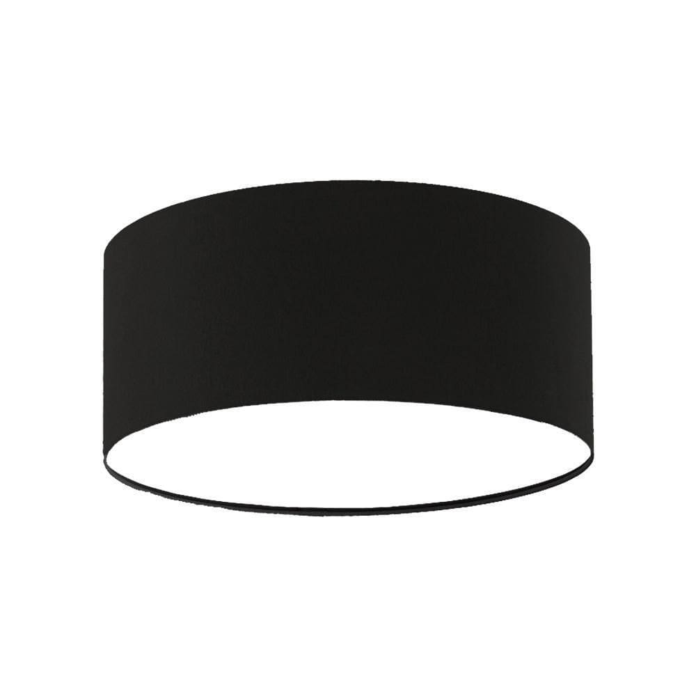Luminária Plafon Redondo Cúpula Em Tecido 30X15 Preto