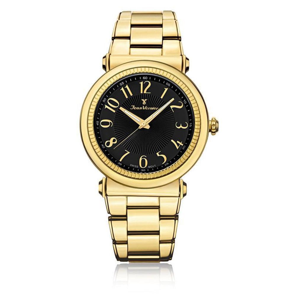 Relógio Pulso Jean Vernier Masculino Aço Dourado Jv01145