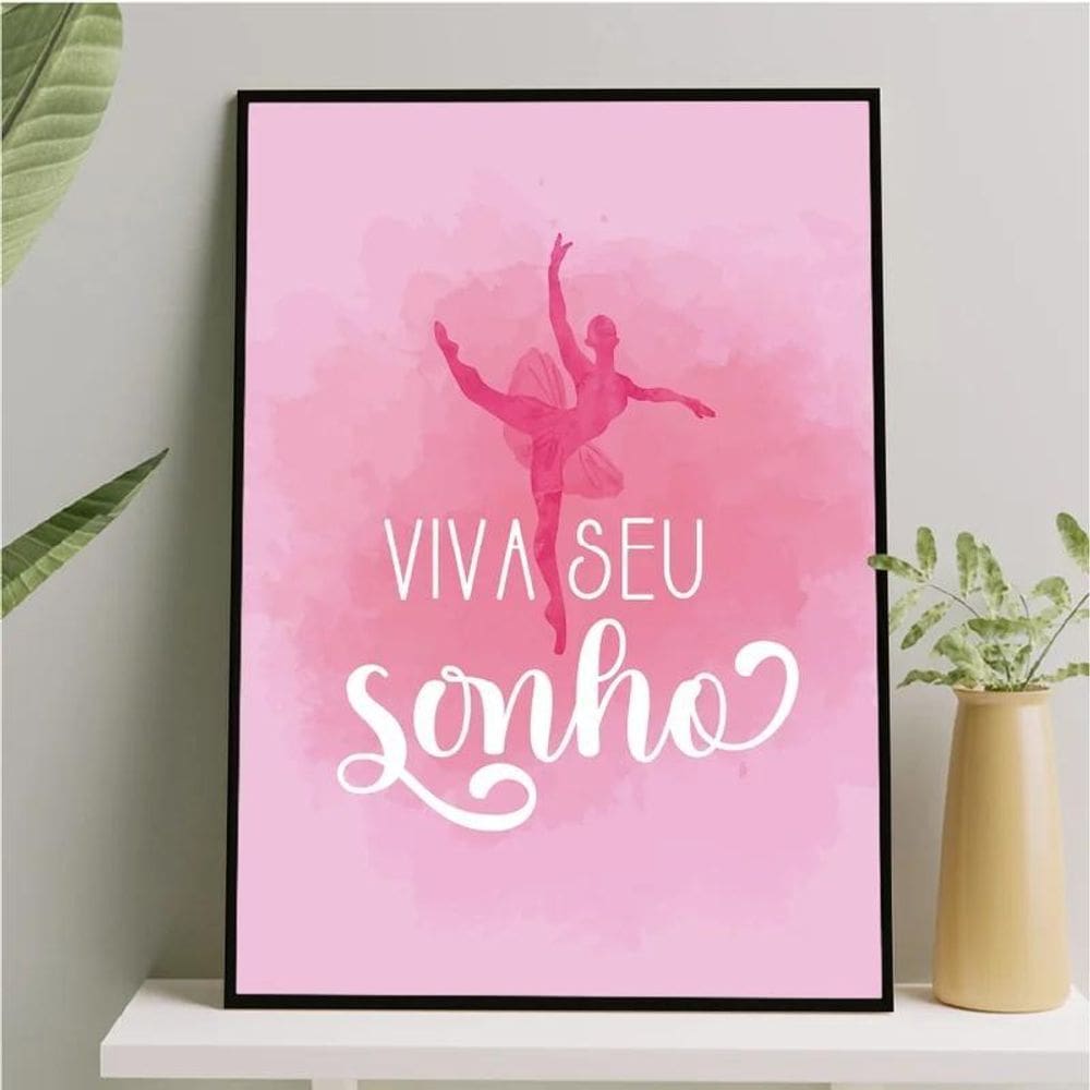 Quadro Bailarina Viva Seu Sonho 33X24Cm Preta