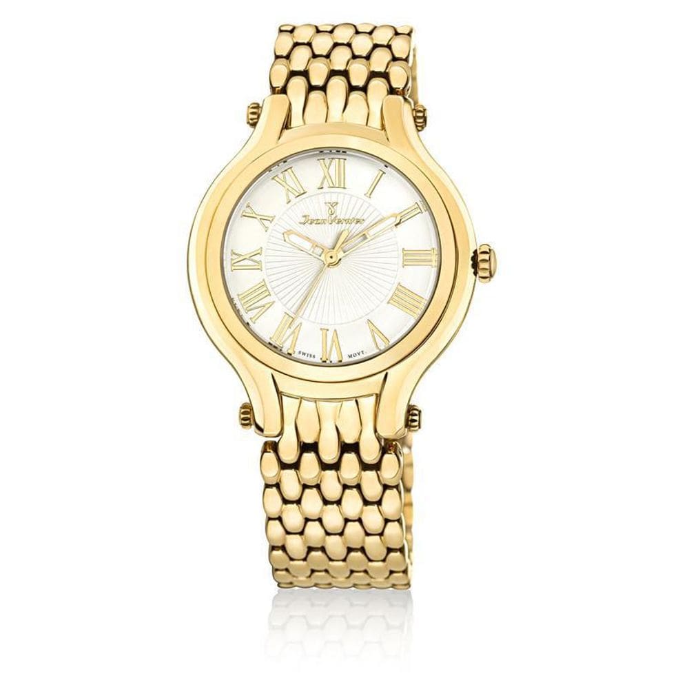 Relógio Pulso Jean Vernier Feminino Aço Dourado Jv01020