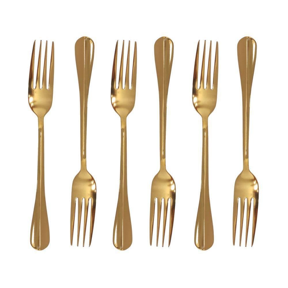 Jogo de Garfos Inox Positano Dourado Lyor / 6 Peças 20cm