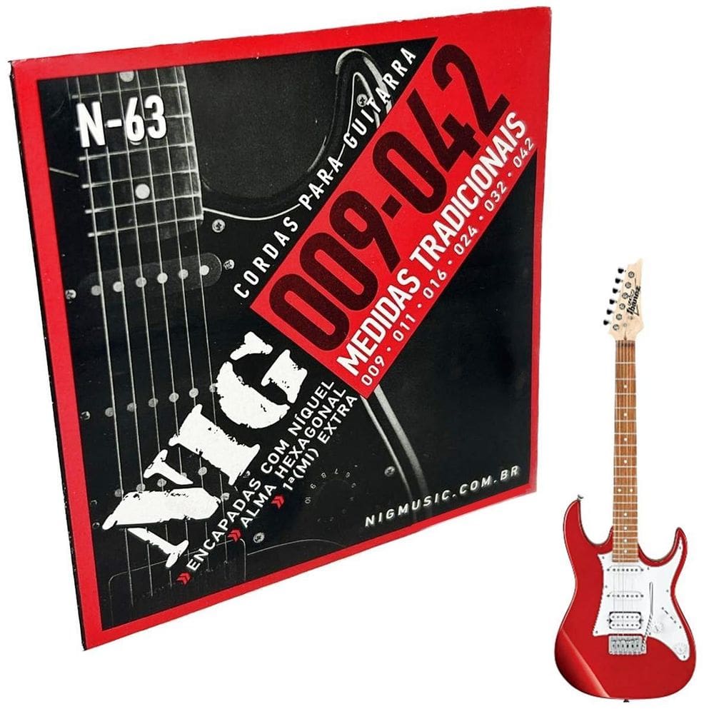 Cordas Guitarra  Nig 09-42 + Palheta + Corda E