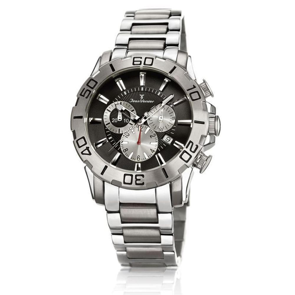 Relógio De Pulso Jean Vernier Cronografo Todo Aço Jv01136