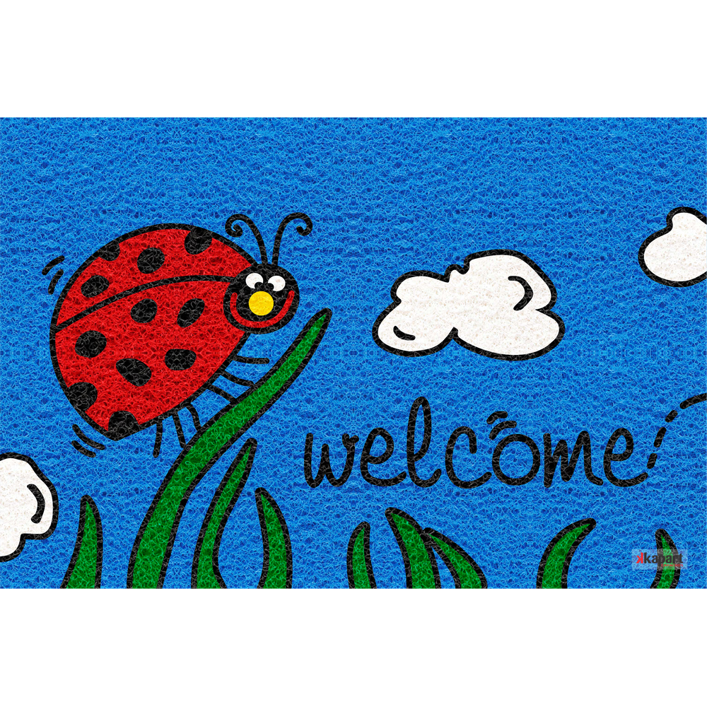 Tapete Capacho Azul Joaninha Welcome 60X40