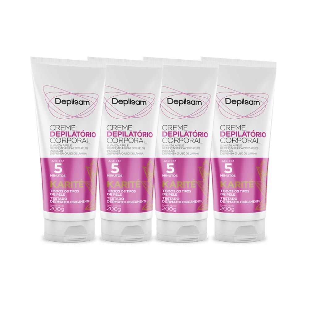 Kit Creme Depilatório Corporal Depilsam Karité 200G - 4 unidades