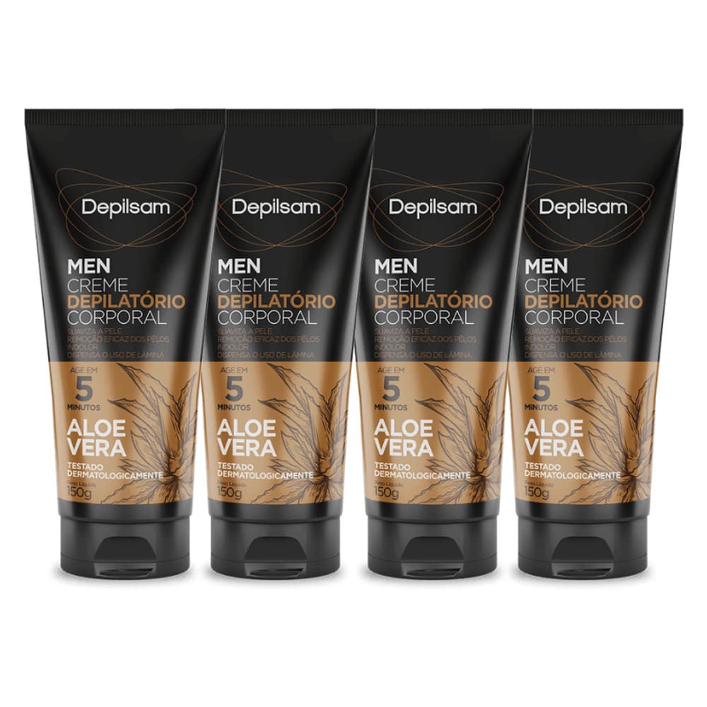 Kit Creme Depilatório Corporal Depilsam Men Sport 150G - 4 unidades