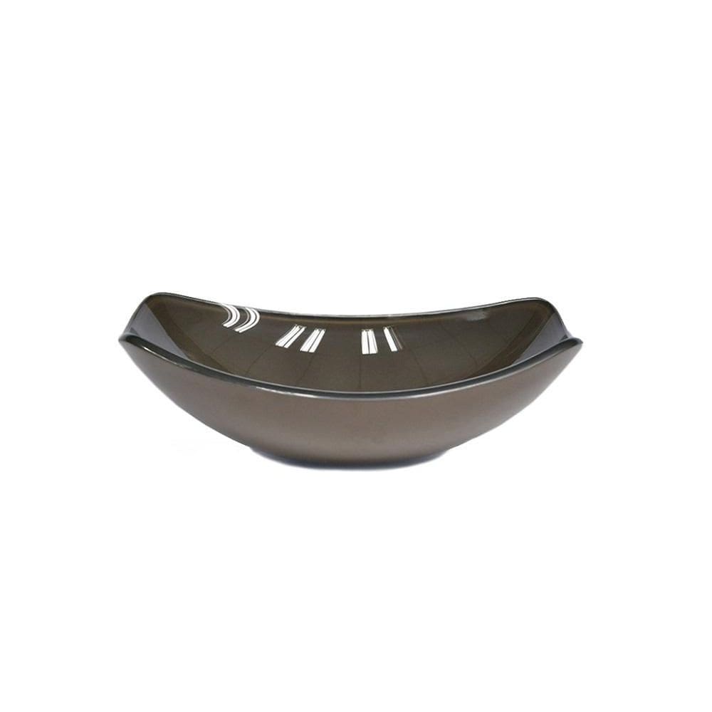 Cuba De Vidro Oval Chanfrada 51Cm Marrom