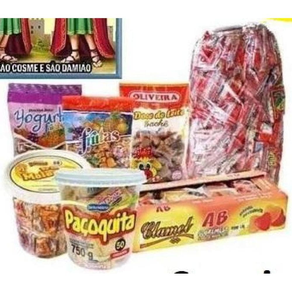 Kit 100 Pessoas Com 900 Doces + Saquinhos Cosme E Damião