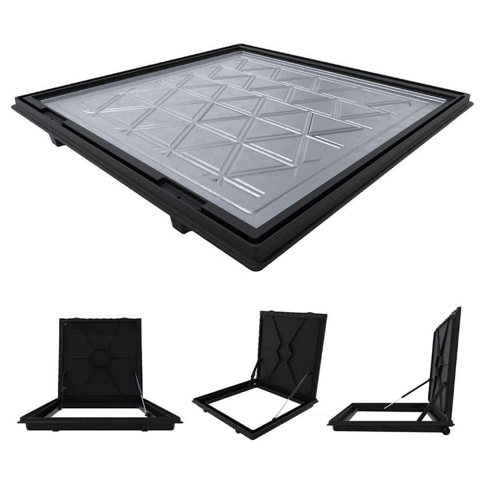 Tampa Casa Máquina Alumínio Rebaixo Invisível Preta 90x90cm