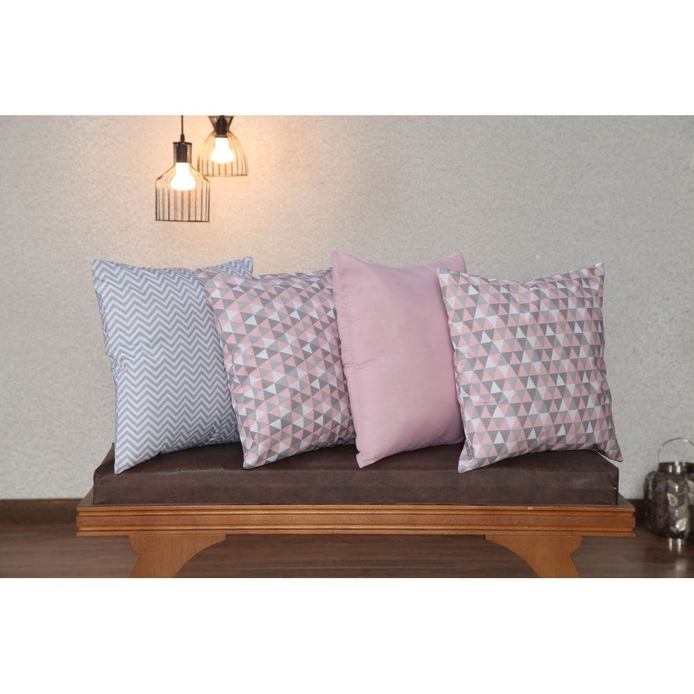 Kit De Almofada Estampa Chevron 04 Peças Rosê