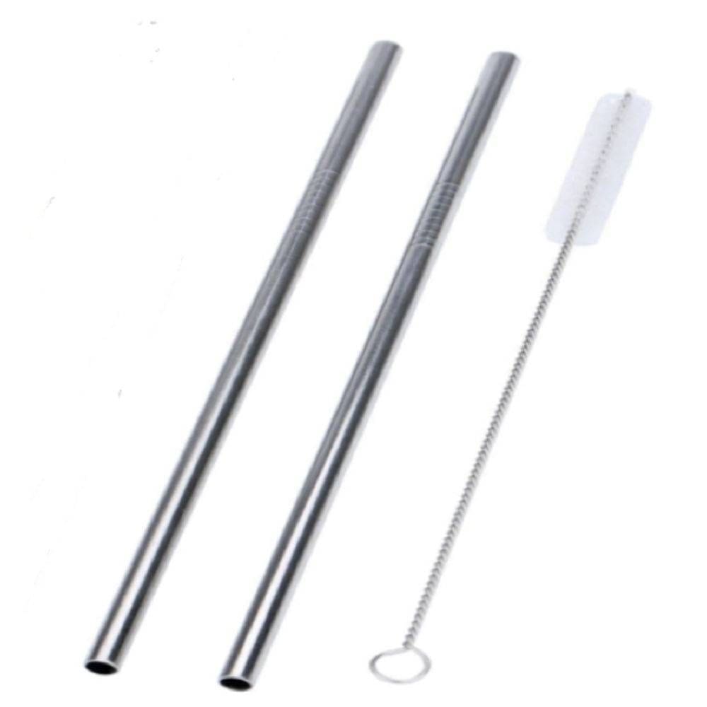 Kit Canudo Inox Reutilizável Reto Ecológico com Escova Prata