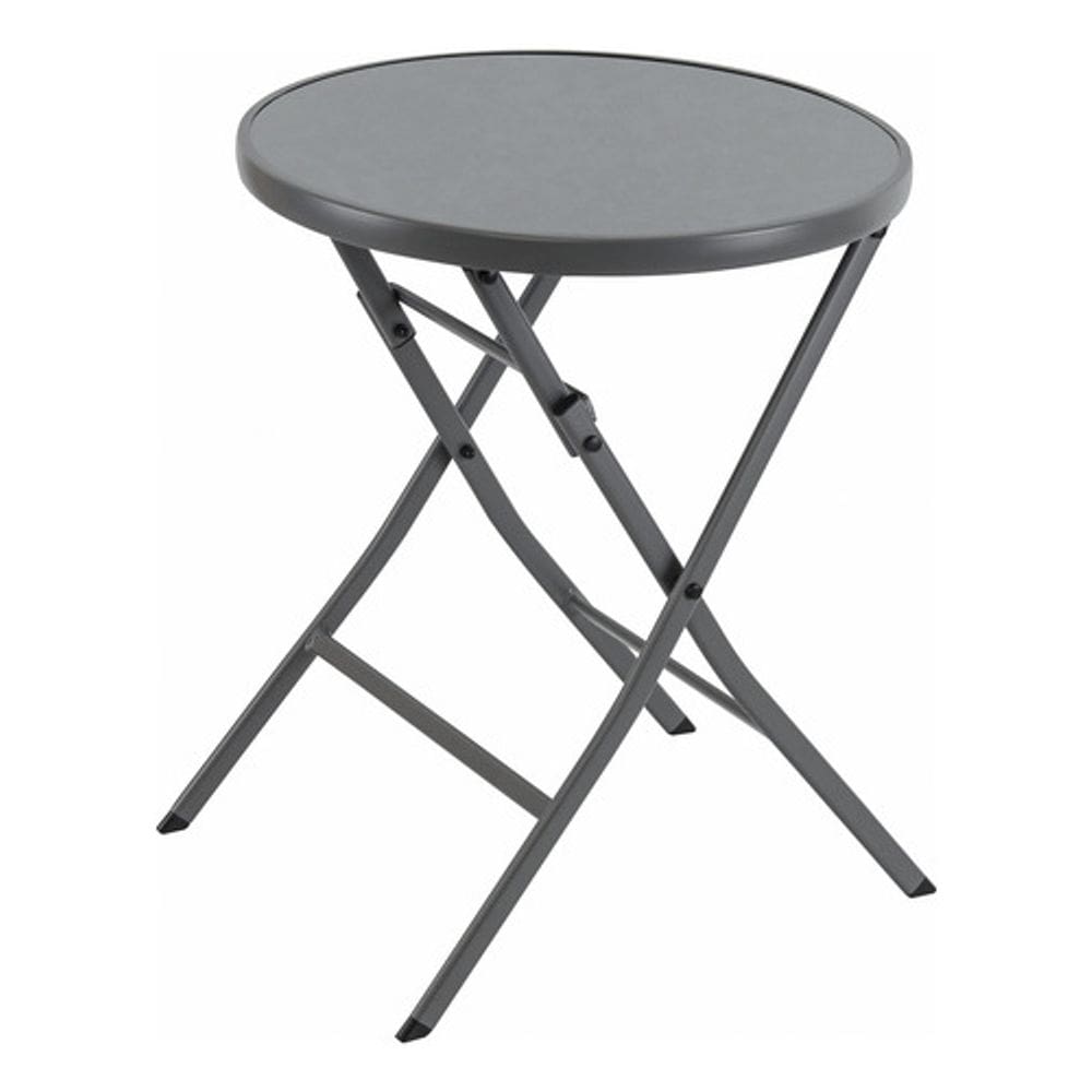 Mesa Dobravel Redonda Jardim Varanda 72x60x60cm Em Aco Cinza