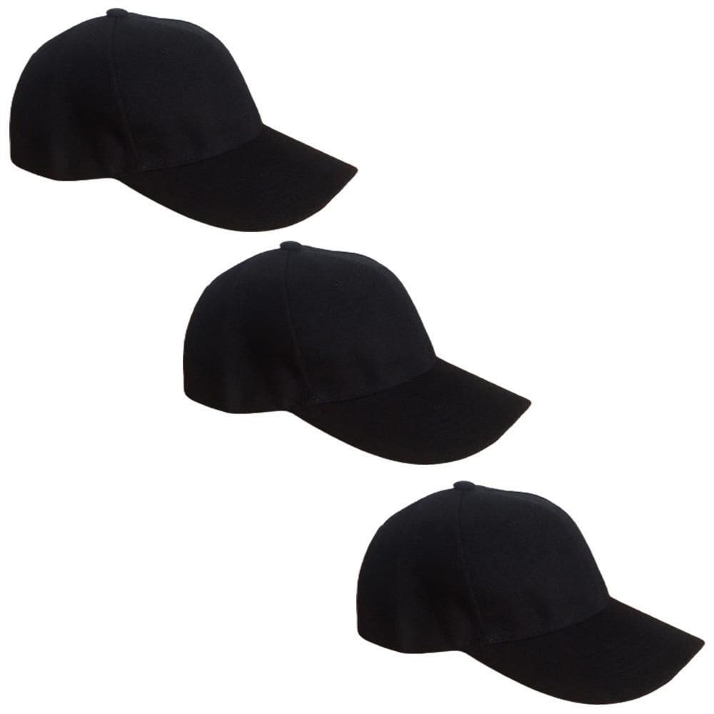 Kit 3 Bonés Chapeu Bombeta Ajustável Liso Aba Curva Preto