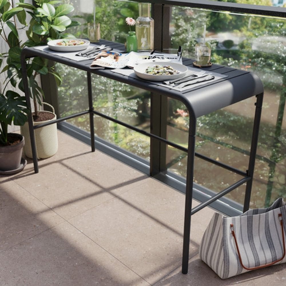 Mesa Aparador Jardim E Varanda 75x120x45cm Em Aco Cinza