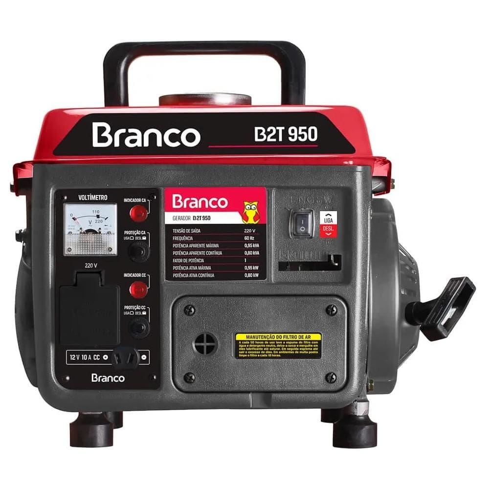 Gerador à Gasolina Branco B2T950T Partida Manual 0,95 kVA 63CC 220V