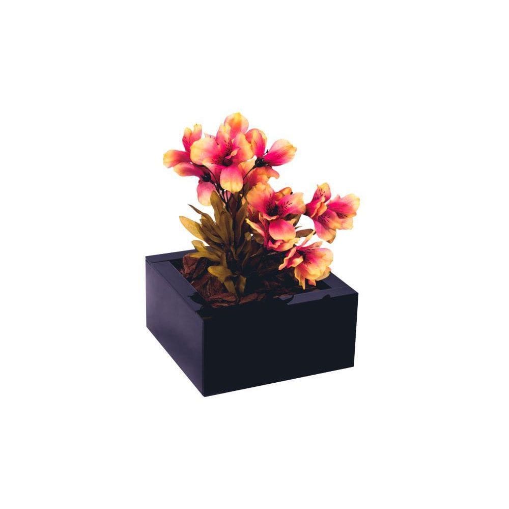 Vaso Vidro Preto Decoração Flores Plantas Luxo