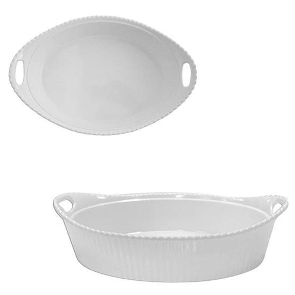 Tigela De Melamina Oval Canelada Branca Premium