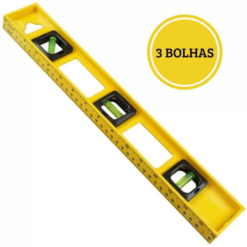 Nível Manual De 3 Bolha Profissional Com Régua De 50Cm