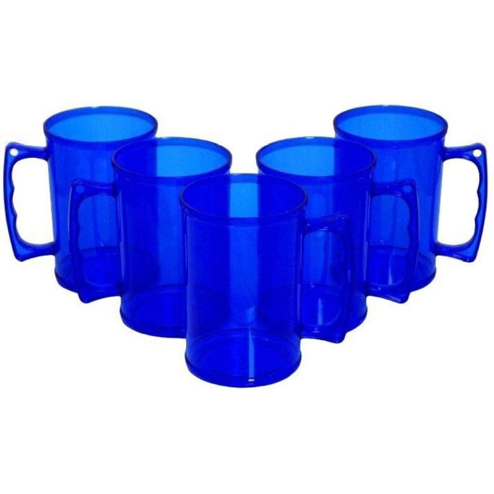 Kit 5 Canecas De Acrílico Azul 300Ml Sem Personalização