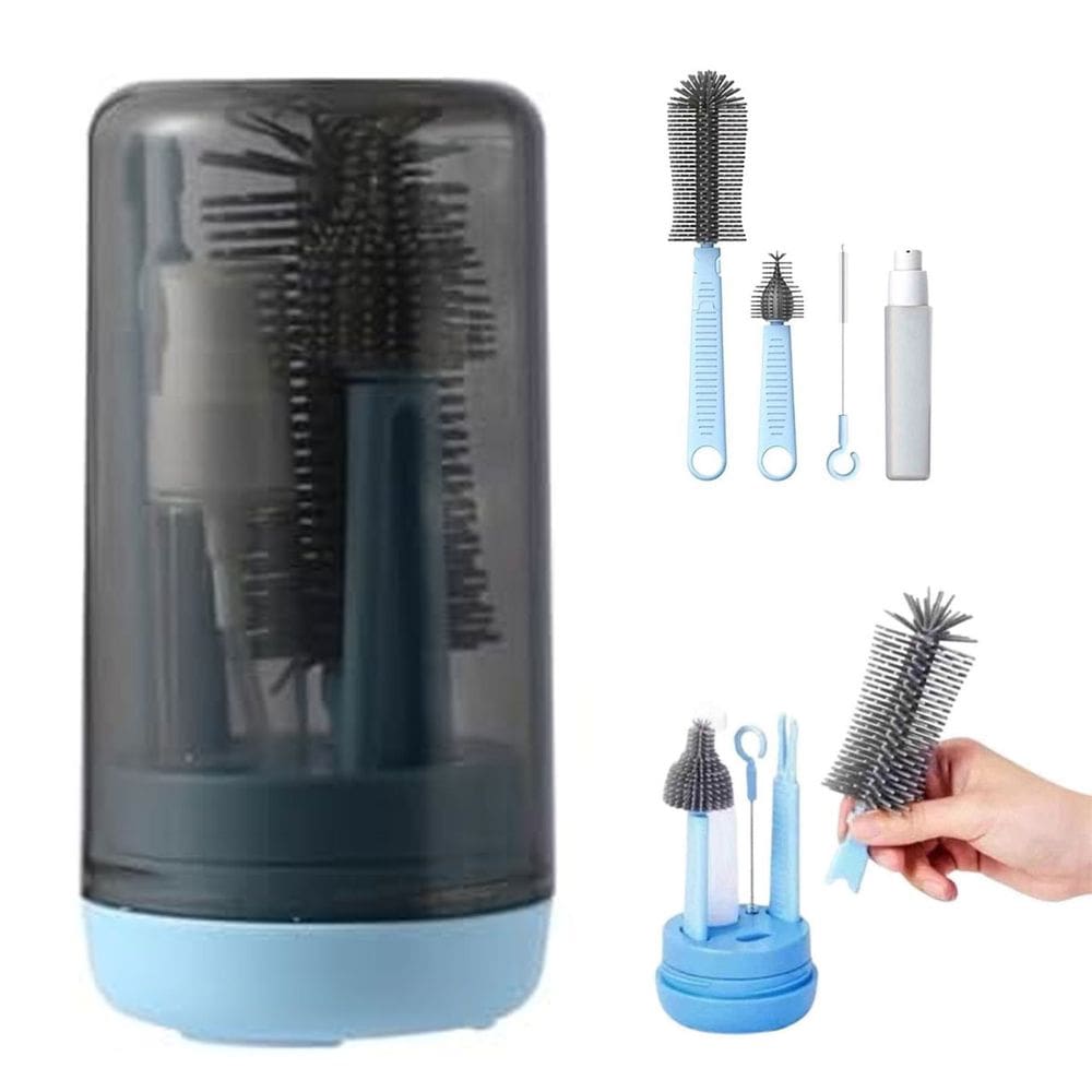 Kit Escovas de Limpeza 4 em 1 Mamadeira Garrafa Copo Bebe Criança Higiene Limpeza Viagem Bolsa Portatil Passeio