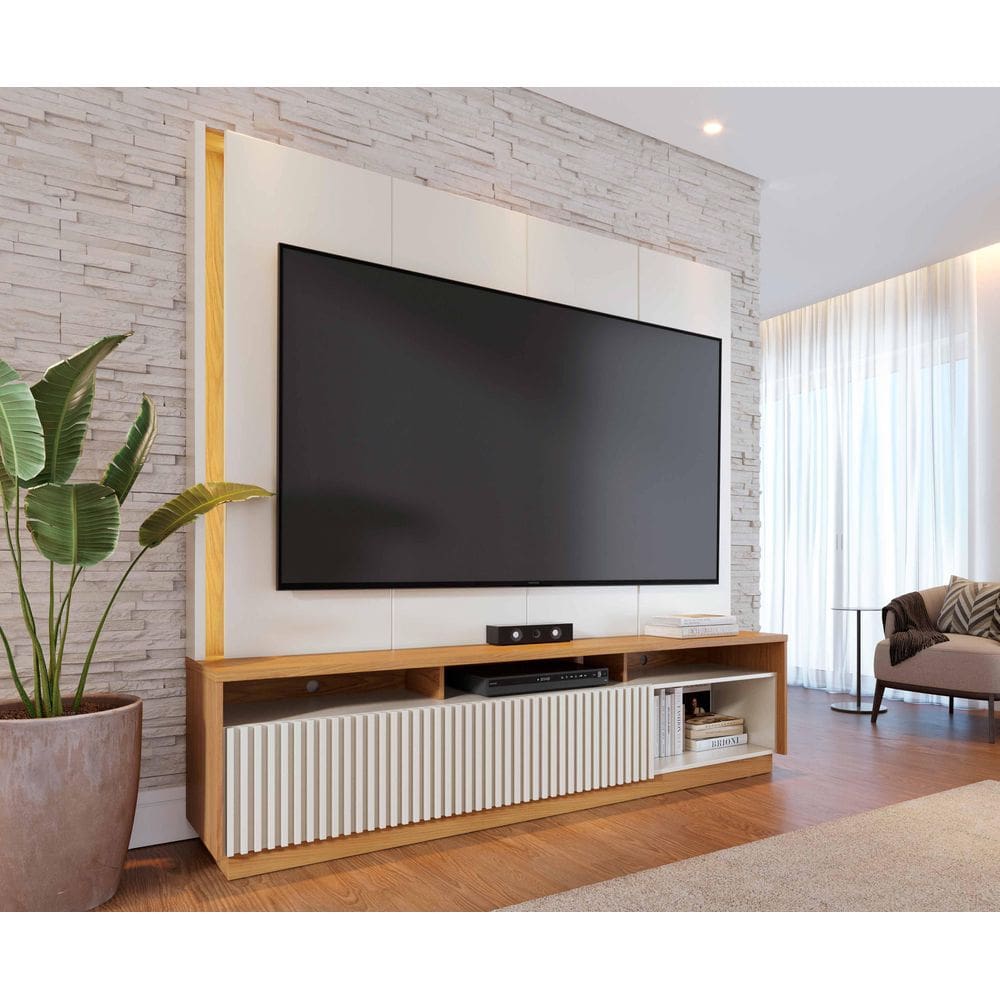 Estante Home Theater Ambiente Jordão Off White Freijó - Colibri